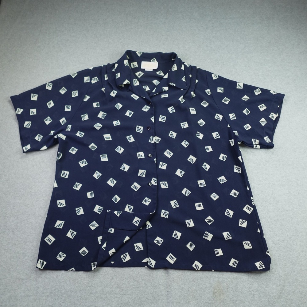Pendleton Sophisticates Shirt Womens 18 Navy Geometric Vintage Button Up Top